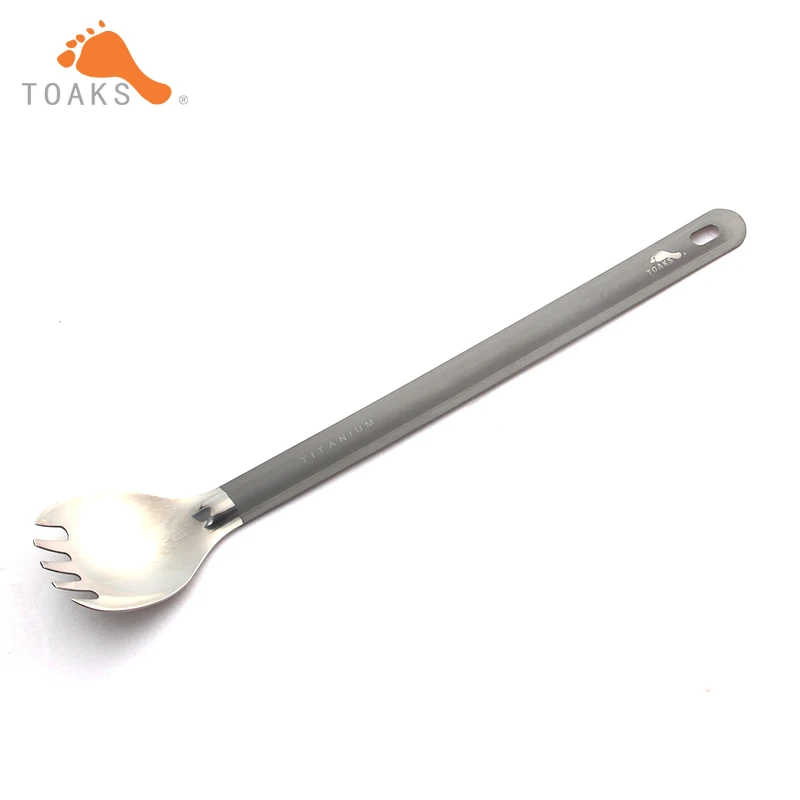 

TOAKS 220mm Camping Spoon New Titanium Fork Outdoor Tableware Long-handled Titanium Spoon