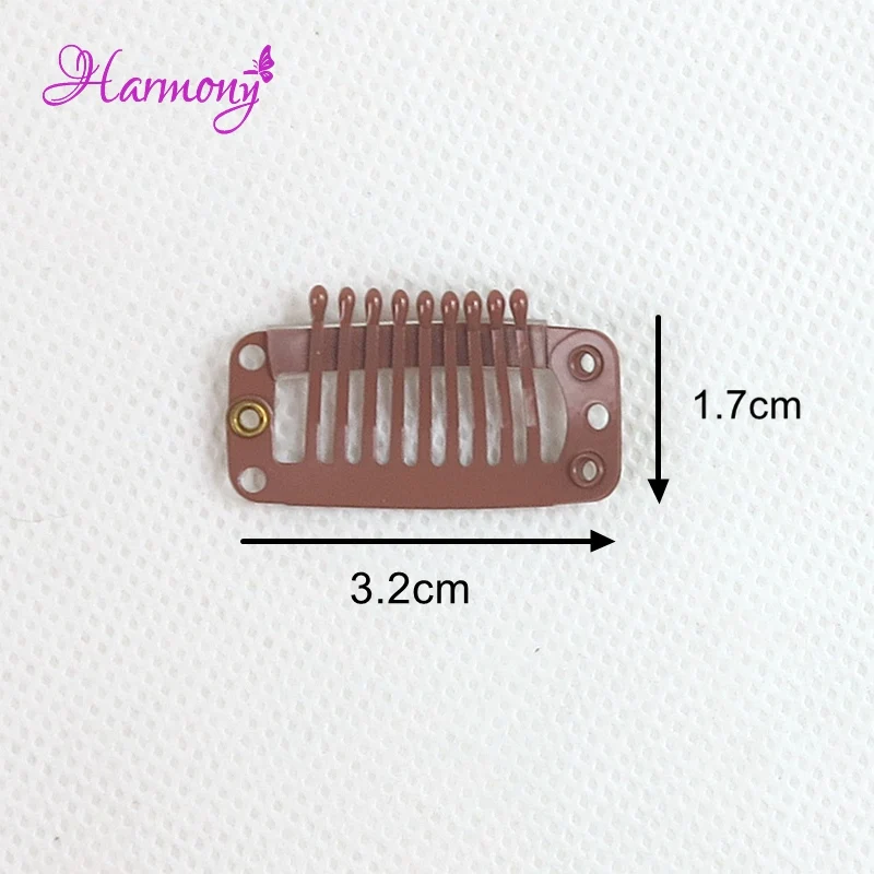 100 pieces/lot 32mm 9-teeth Hair Extension Clips Snap Metal Clips With Silicone Back For Clip in Human Hair Extensions Wig Comb 100 pieces/lot 32mm 9-teeth Hair Extension Clips Snap Metal Clips With Silicone Back For Clip in Human Hair Extensions Wig Comb