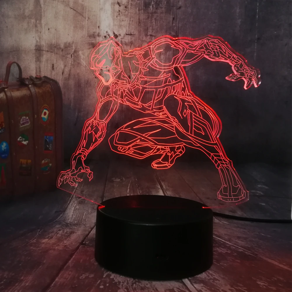 Marvel Черная пантера Мстители Прохладный 3D светодиодный ночной Светильник ребенок Настольная лампа 7 цветов для маленьких мальчиков, детская игрушка, рождественские украшения для дома подарок на день рождения