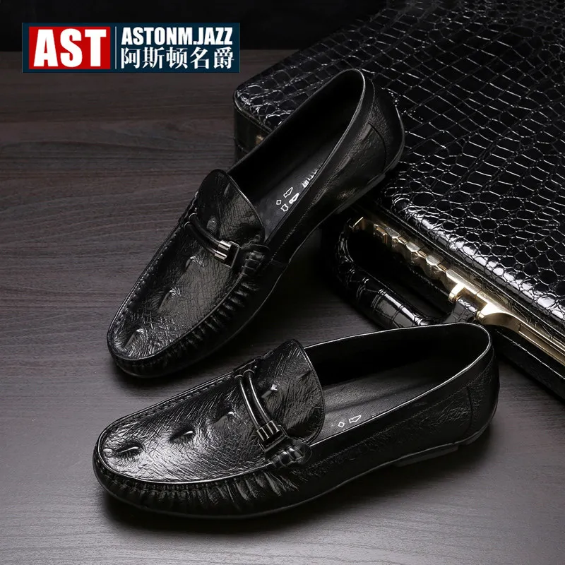 Clearance Sale !! Genuine Leather Mens Round Toe SLIP-ON Loafers Man Crocodile Print Driving Moccasins Boat Shoes Moccasins