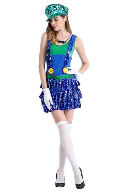anime super mario costume super mary bro cosplay adult women plumber uniform halloween costume for