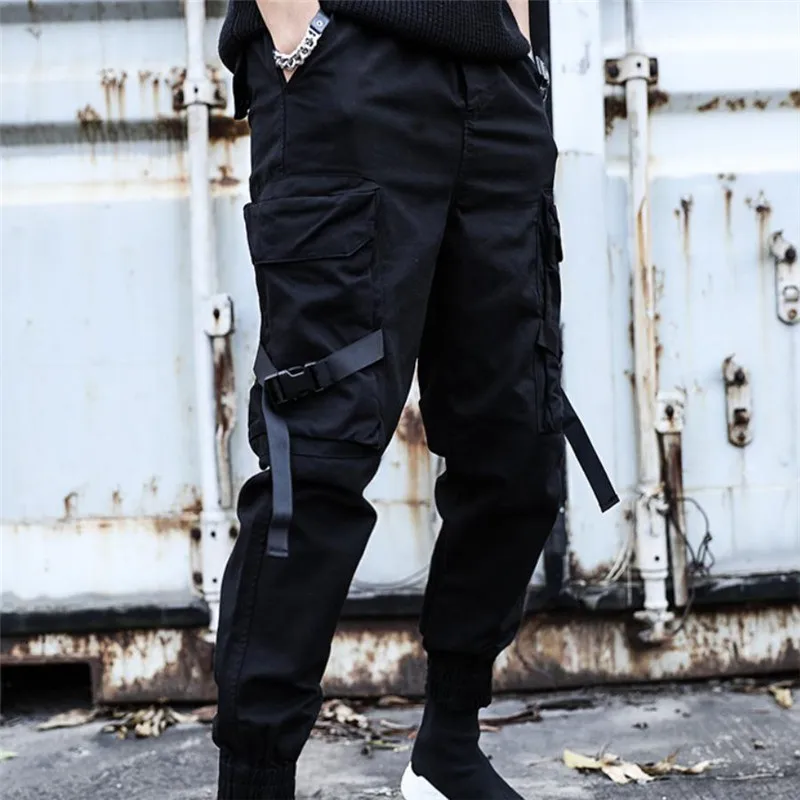 Hip Hop Ankle banded pants Mens Streetwear Black Jogger Pants Men Cargo Pant Trousers Elastic Waist Men Harem Pants