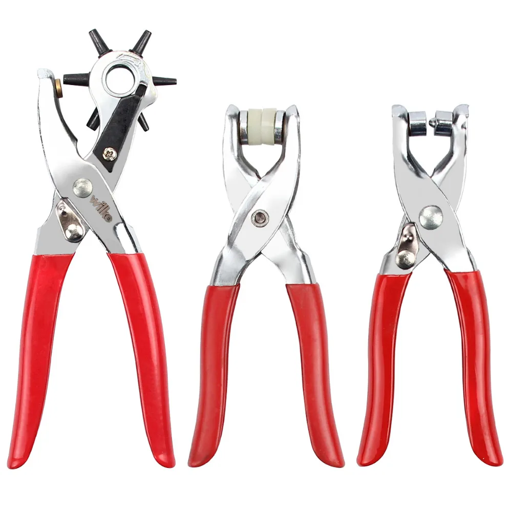 

3PCS Punching Pliers Leather Belt Hole Hollow Hole Puncher Eyelet Press Stud Plier Set Hand Leather Belt Hole Punch Repair Tool