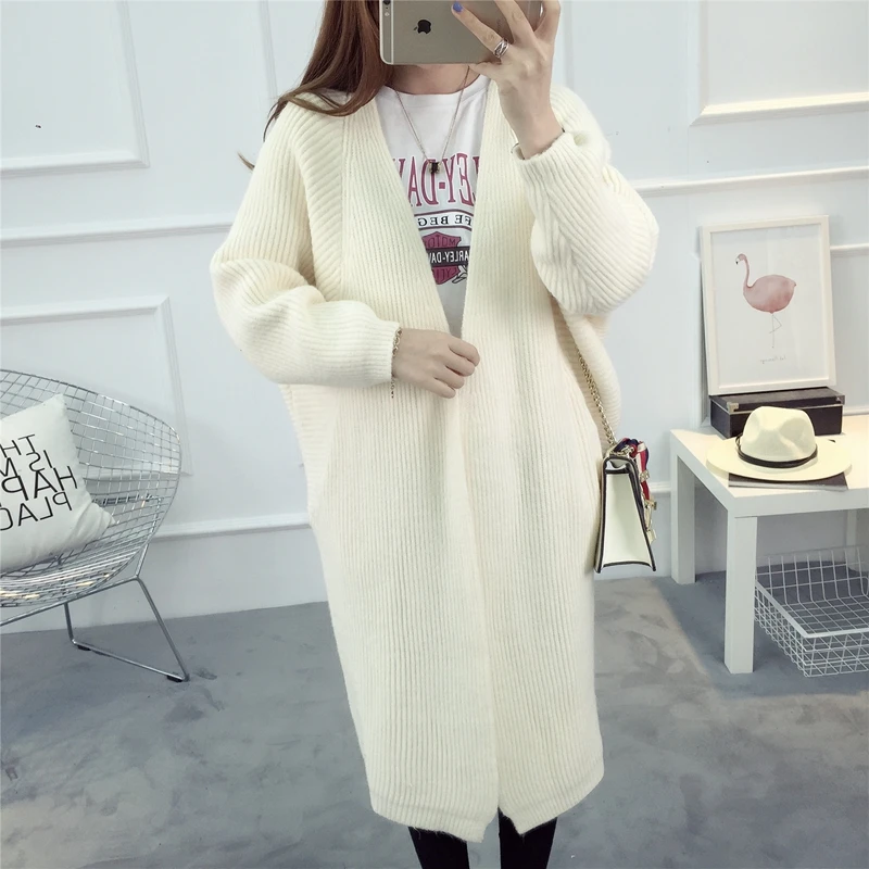 Best Price In the long all-match female Korean loose bat sleeve sweater cardigan sweater coat pocket 2017 Hitz