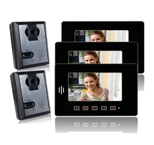 Freeship de dhl 7 “Entrada Apartamento Teléfono de La Puerta sistema de teléfono de la puerta del Hogar 2 cámaras de 3 monitores monitor de puerta manos libres de intercomunicación