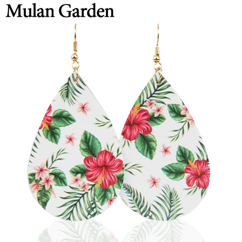 

M&G Trendy Flower PU Leather Earrings for Women Dangle Statement Water Drop Earrings Fashion Jewelry Women Accessories Wholesale