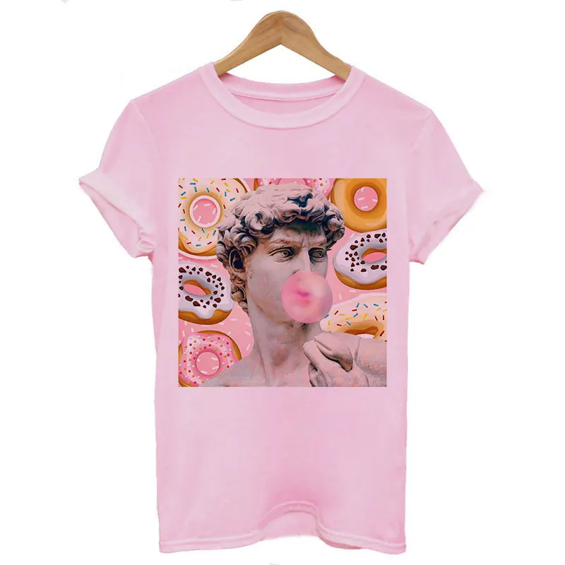 Давид микеланжело летняя футболка Женская Vogue статуя принт забавная Harajuku футболка размера плюс новая футболка Camisetas Verano Mujer