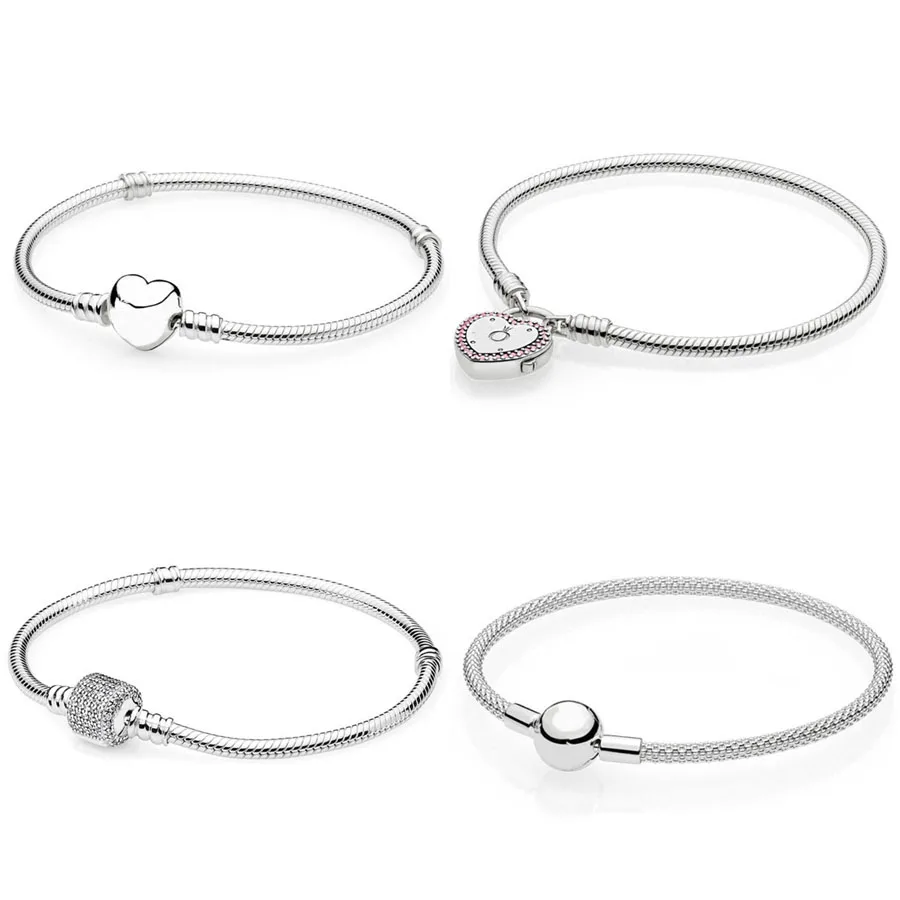 

Hot style 925 Silver Bracelet Lock of love Charm Heart Charm Bracelet Fit Original DIY Jewelry Gift for women