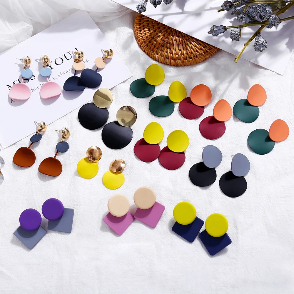 

IF ME Trendy Gold Geometric Round Drop Earrings for Women Vintage Punk Sequin Statement Dangle Earring Jewelry Brincos Gifts New