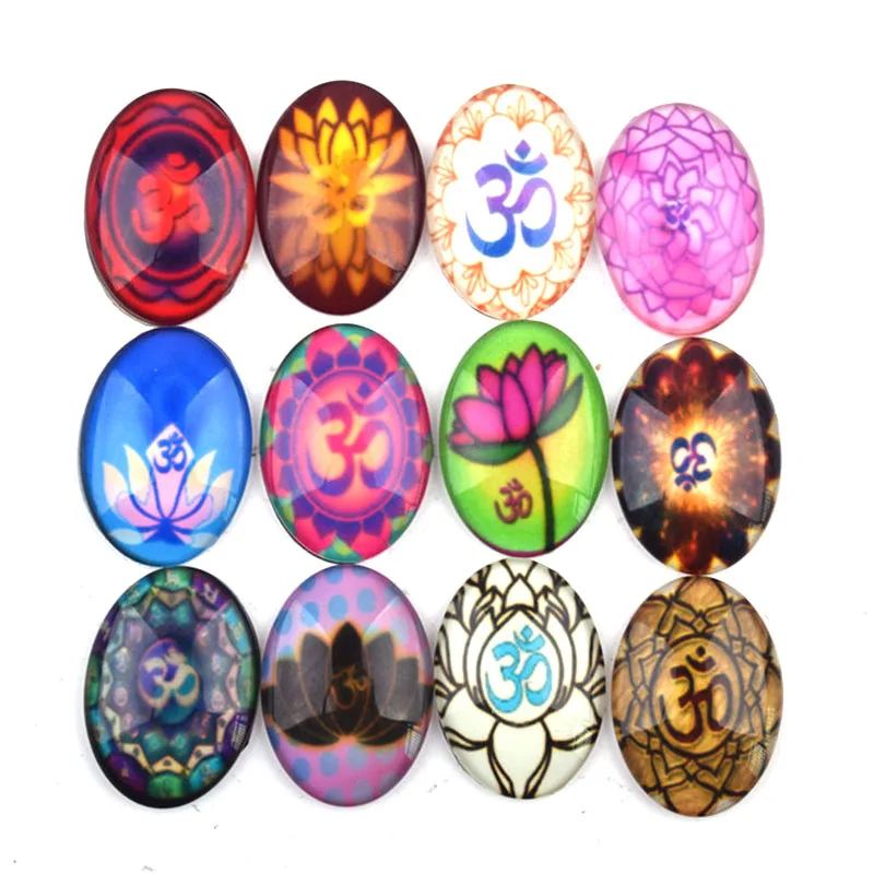 Glass Cabochon 8*10mm Mixed Pattern Cameo Oval Base Supplies for Jewelry Accessories Handmade Pictures 20pcs/lot | Украшения и