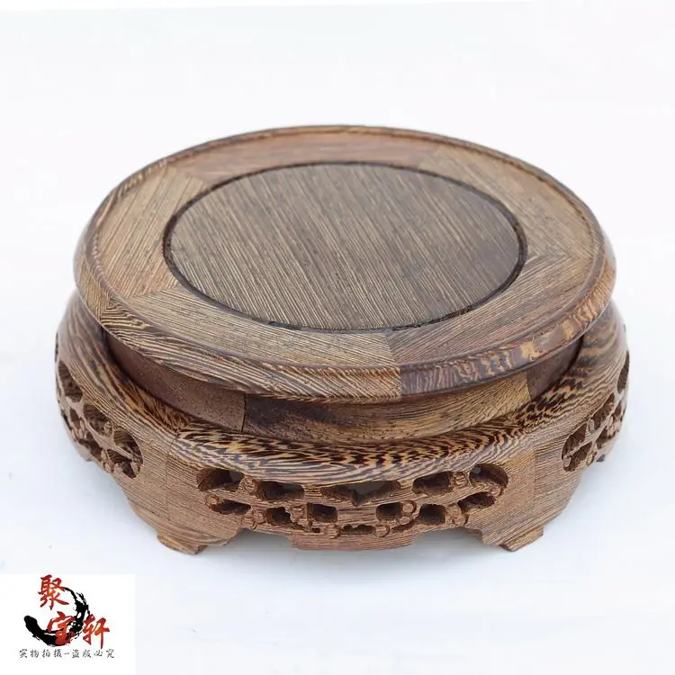carving round base Solid wood vases, wooden arts and crafts household act the role ofing is tasted furnishing articles