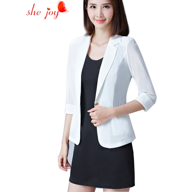 2017 verano blanco Chaqueta de manga tres cuartos negro Blaser mujer ... 2017 verano blanco Chaqueta de manga tres cuartos negro Blaser mujer ...