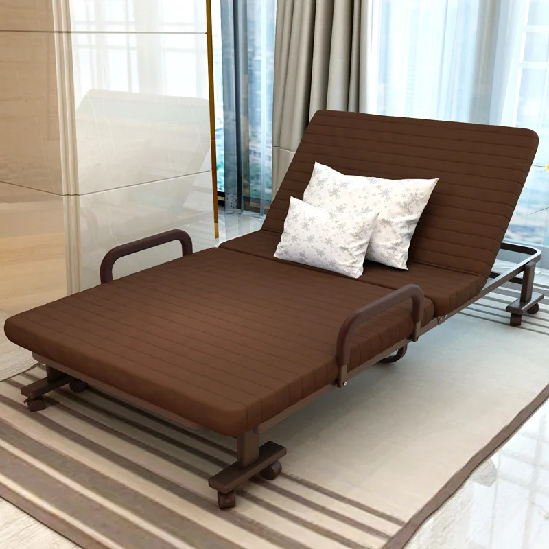 Simple Modern Folding Single Bed Office Living Room Balcony Lazy Noon Break Folding Bed Soft Cotton Fabirc Adjustable Sofa Bed