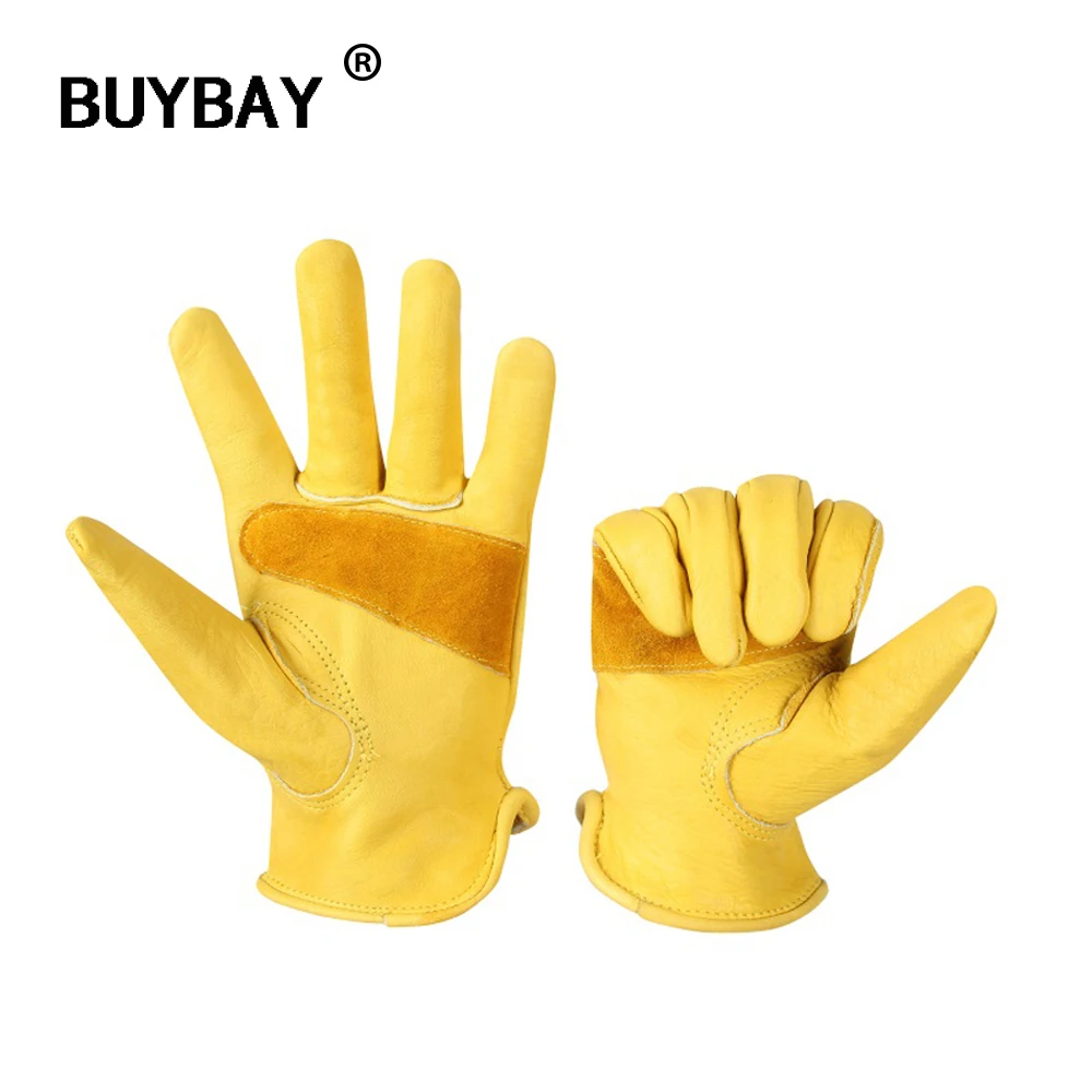 

Men's Work Gloves Cowhide Leather Security Protection Safety Glove Workers Working Welding Garden MOTO Waterproof Gloves For Men