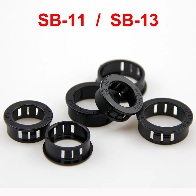 

200pcs SB-11 SB-13 11mm 13mm Dia Panel Mount Hole Black Cable Hose Pipe Plastic Harness Protective Snap Bushing Grommet