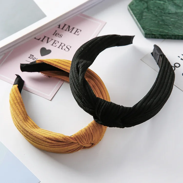 MENGJIQIAO 2019 одноцветное Цвета крест вязанный головной убор Hairbands для Для женщин леди лук ободок для волос аксессуары головной убор-лента для