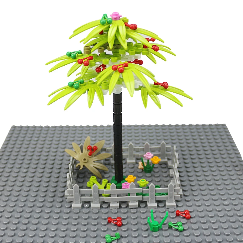 

100Pcs Garden Cherry Tree Leaves Branches Plant Flower Stem Set City MOC Accessory DIY Building Block Brick Legoingly Particles