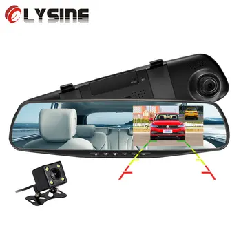 

Olysine 4.3 inches Car DVR Rearview Mirror Video Recorder with 2 Cameras Auto Dash Cam Full HD 1080P Dual lens Dashcam Registrar