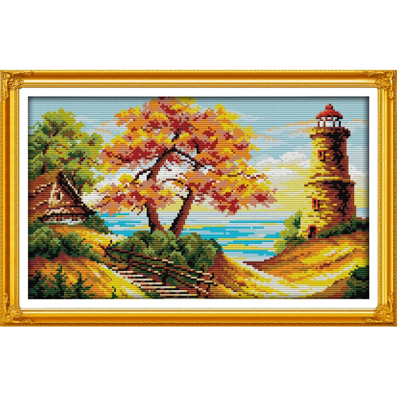 Набор для вышивки крестиком Вечная любовь на пляже Осенний пейзаж|cross stitch kits|stitching