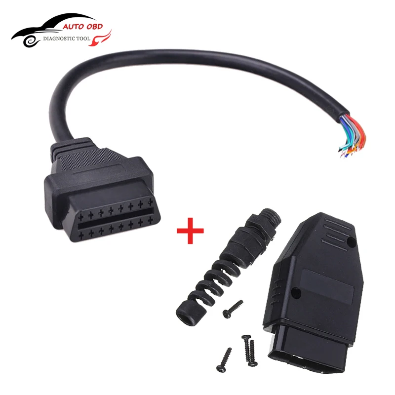 Универсальный кабель удлинитель OBD2 (M + F) со штекером и 16 контактным гнездом в