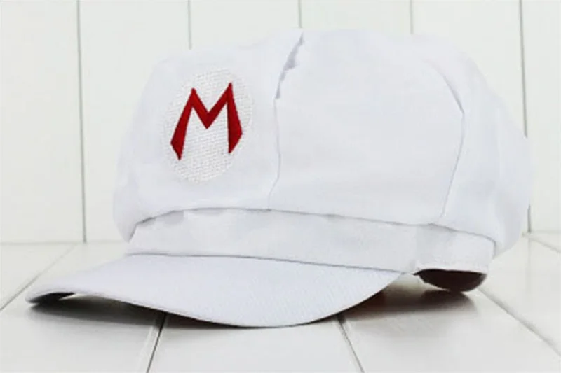Аниме Супер шапка Марио Кепка Луиджи Bros Косплей бейсбольный костюм - Цвет: Белый