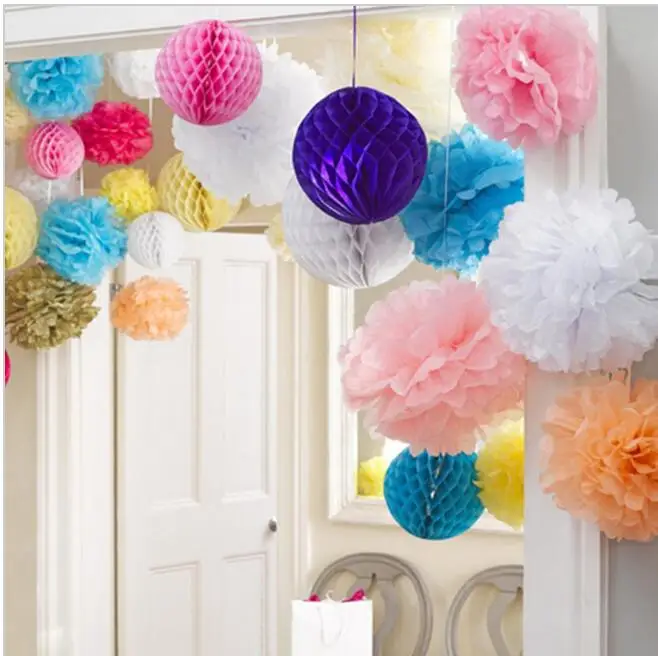 30 Цвета 16 дюймов (40 см) висит свадебные круглые бумажные салфетки Pom Poms цветок
