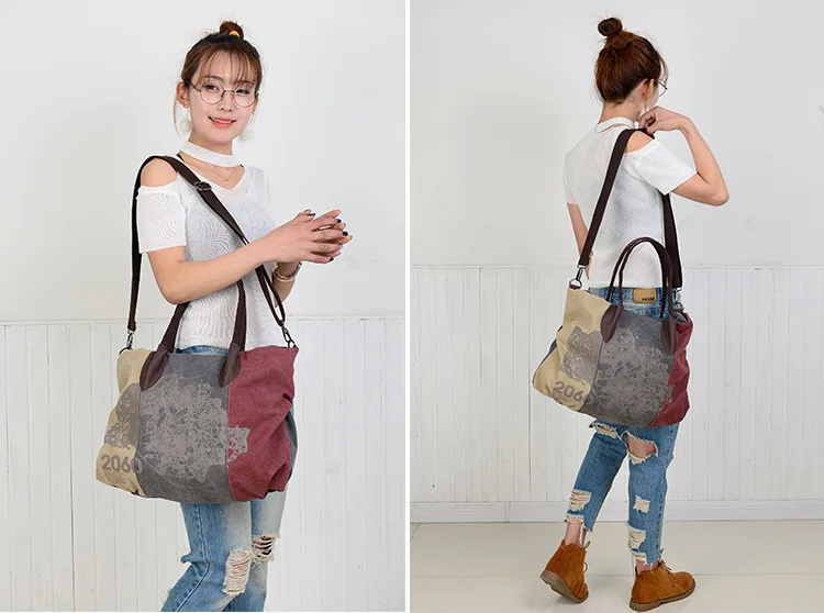 Новое поступление холщовая женская сумка, брендовая Сумка Хобо на плечо, женская сумка, большая вместительность для граффити, большие сумки через плечо