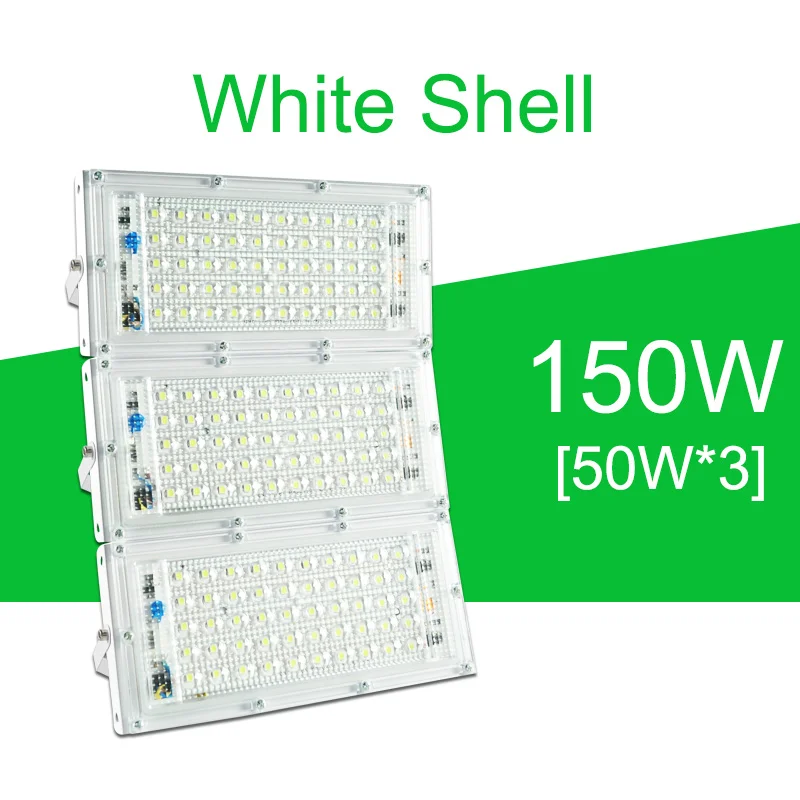 LED Flood Light 50W 100W 150W 200W Floodlight AC 220V 240V LED street Lamp waterproof IP65 outdoor Lighting led cob spotlight - Испускаемый цвет: 150W White Shell