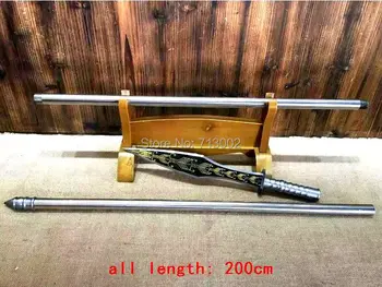 

200cm Wu Shu lance Spearhead Long Sword Chinese Spear Steel Handle carbon steel Blade