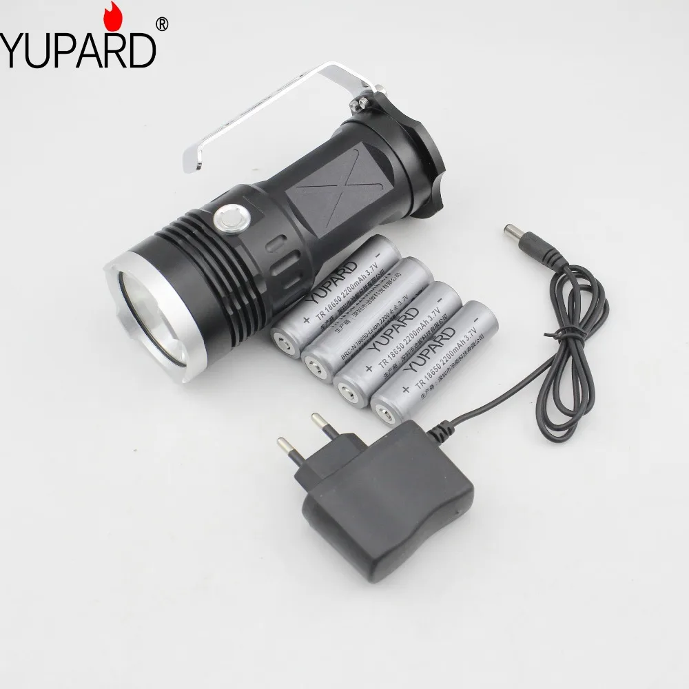 Светодиодный прожектор YUPARD 3 * XM L2 T6 фонарик 18650 с аккумулятором 5500 лм + 4*2200 мАч