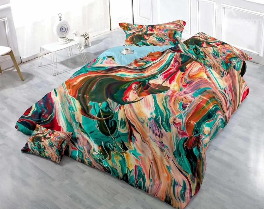 

3D Ink-Wash Painting Printed Colorful Bedding Sets/Duvet Cover