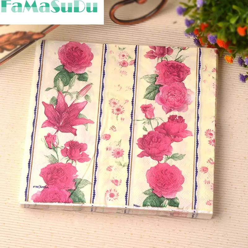 20pcs Lunch paper napkins printed paper napkin for decoupage, red