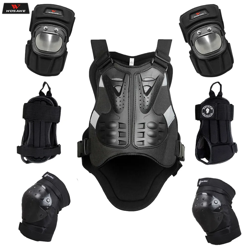 

WASAWE Motorcycle Protection Armor Set Knee Pad Elbow Pad Chest Protector Back Support Motocross Motorbike Body Guard Gear