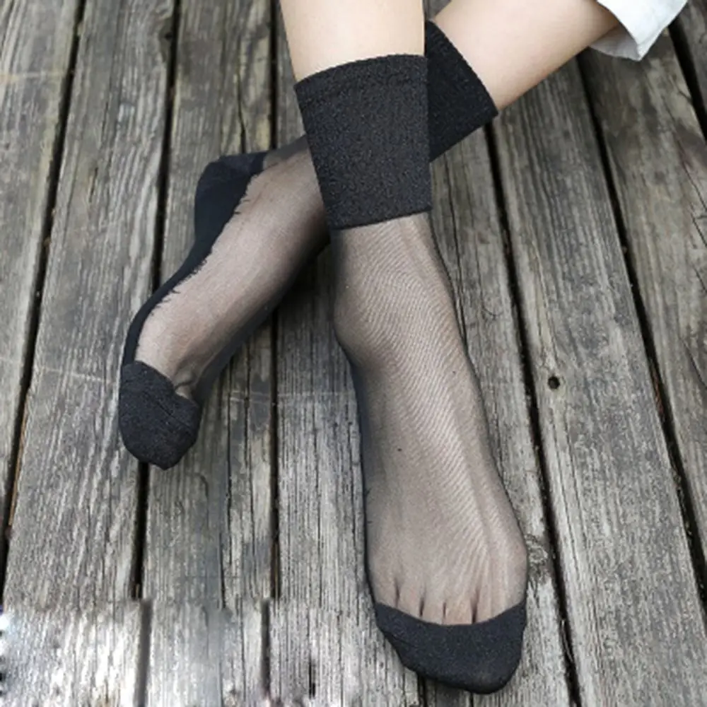 Сексуальные кружевные сетчатые ажурные носки прозрачные эластичные забавные носки до лодыжки из сетчатой пряжи тонкие женские классные блестящие шелковые носки