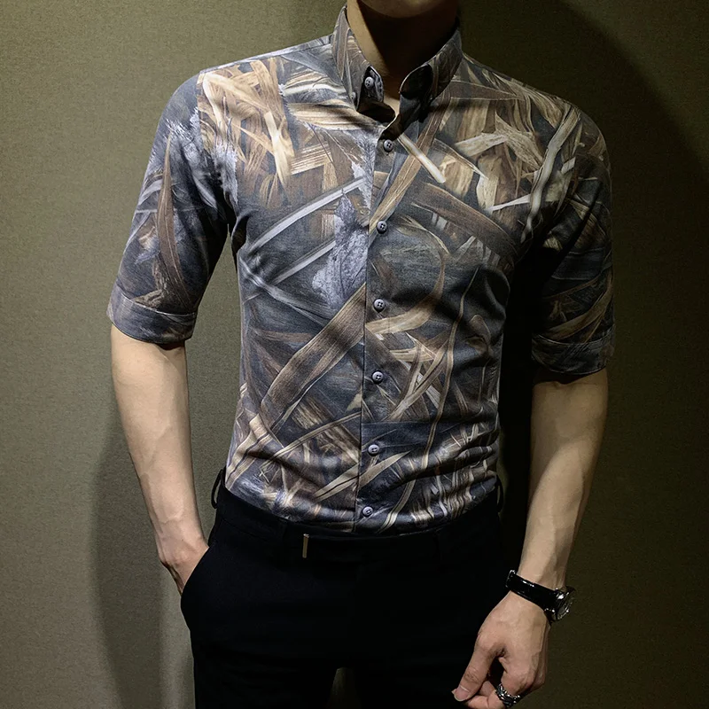 

Sleeve shirt in summer men's cultivate one's morality leisure 5 minutes of sleeve shirts