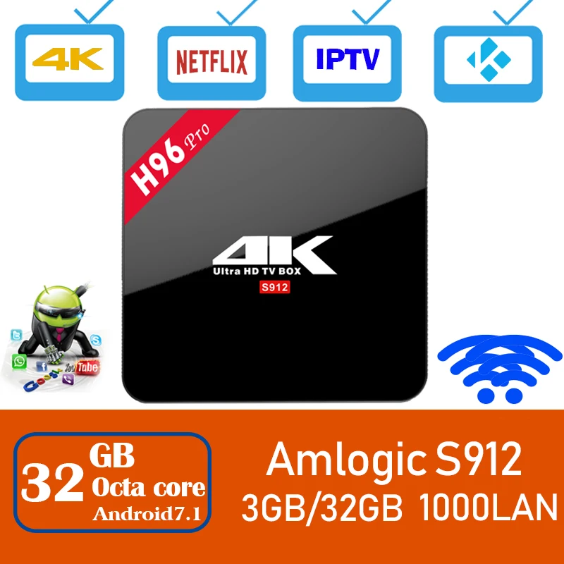 

xinways h96 PRO Smart TV Box Android 7.1 Amlogic S912 3GB RAM 32GB ROM 5G Wifi BT4.1 Set-top Box with Voice Remote