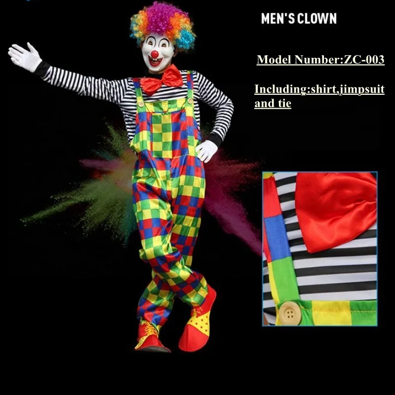 Разнообразие отдых Забавный костюм клоуна для косплея Для мужчин или Для женщин Клоунский Костюм вечерние платье в стиле «Джокер» клоуна, одежда для детей вечерние производительности шоу - Цвет: ZC-003