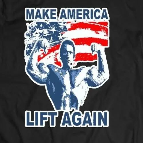 Модная футболка с принтом Арнольда Шварценеггера ** Make America Lift Again Weights * множество