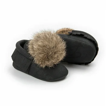 

Toddler Kids Princess Fashion Baby Girl Hair Ball PU Boots Winter Boots Newborn Prewalker Tassel Pom Pom Crib Shoes 0-18M