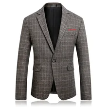 Осенний мужской костюм с длинным рукавом, деловой повседневный мужской пиджак в клетку, приталенный костюм с рисунком «решетка», мужской пиджак, размер M-5XL