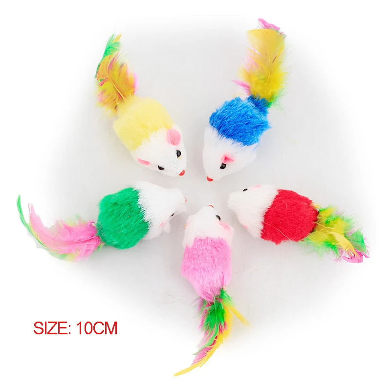 Cat Toys Colorful Cute False Mouse Feather Funny Mini Mouse Toys Pets Rat Funny Playing Toys Cat Kitten Chewing Toy PT0085 (6)