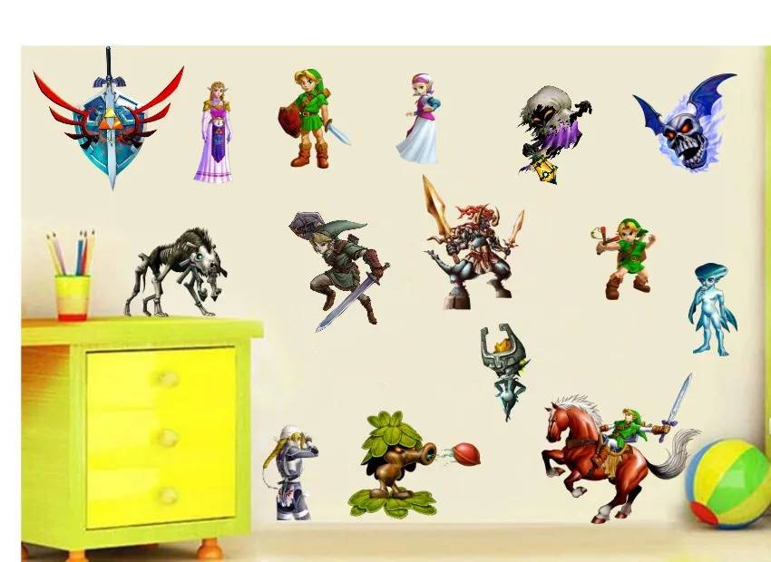 The Legend of zelda wall stickers boys room wall art decor LINK wall decals 15x stickers