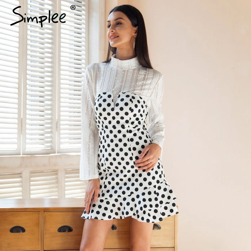 Женское летнее мини платье Simplee в горох сексуальное облегающее вечернее короткое