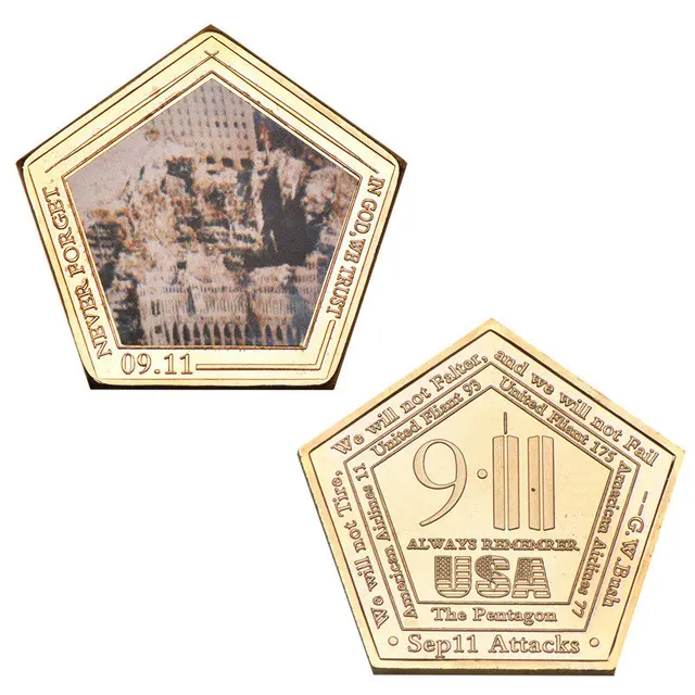 WR USA 911 Collectible Gold Plated Coins World Trade Center Twin Towers