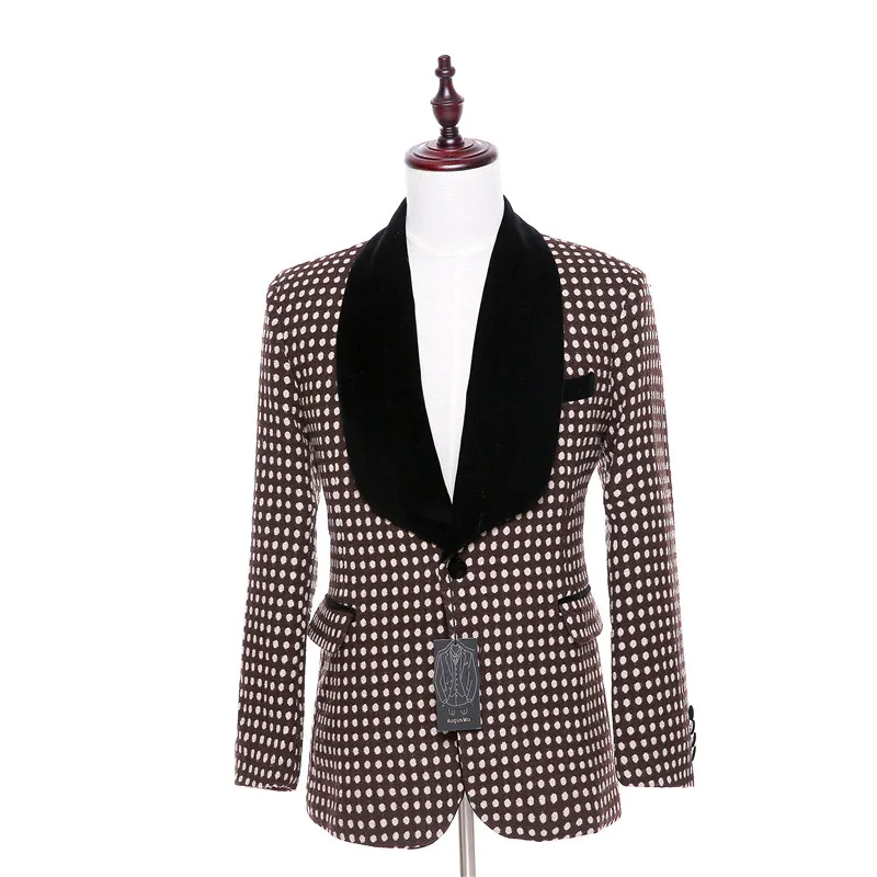 2-1 Slim bleiser masculino 2017 Winter men's casual suits men's dots fabric version retro England suit jacket wave blaser masculino