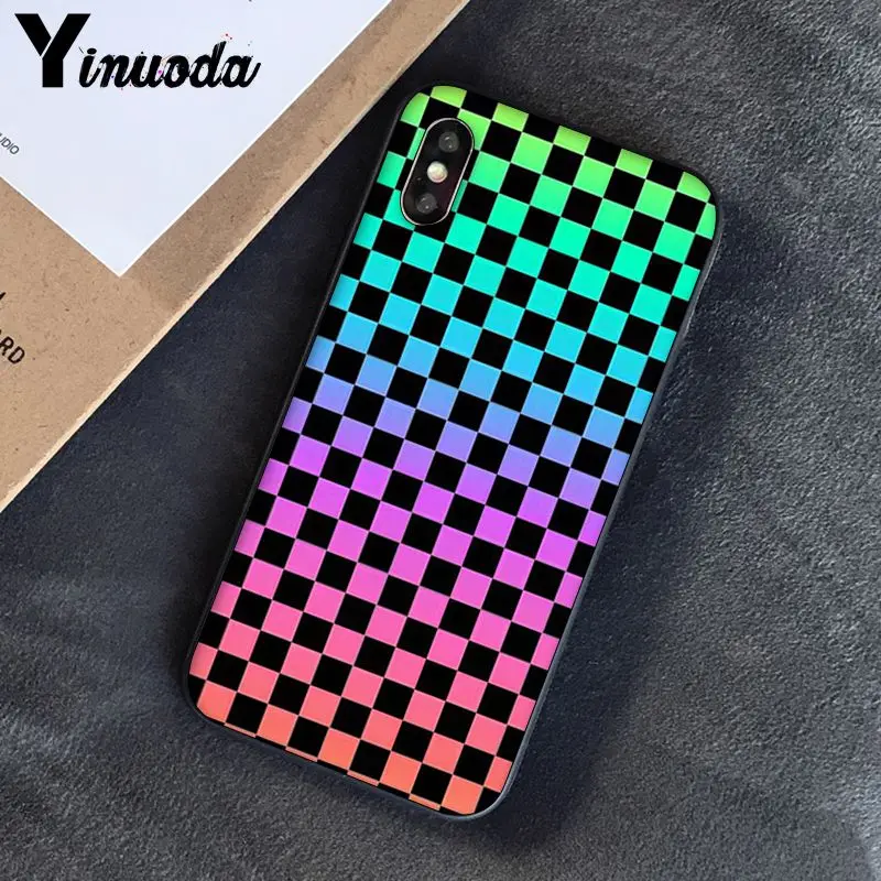 Клетчатый чехол Yinuoda в шахматную клетку для телефона iphone SE 2020 8 7 6 6S 6Plus X XS MAX 5 5S XR