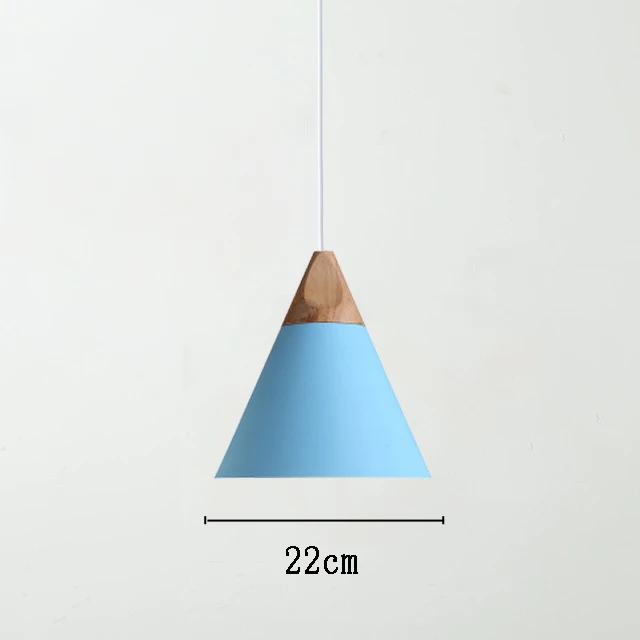 Скандинавские подвесные светильники E27 светодиодный подвесной светильник для Гостиная кафе-бар Спальня Ресторан Древесины Алюминий абажур подвесные светильники - Цвет корпуса: Dia  22cm  Blue