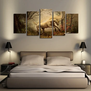 

5 Panels (No Frame)Canvas Wall Art Dream Horse Pictures Paint on Canvas Painting for Home Kitchen Decorative