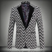 2016 neue Frühlingsmode Streifen Blazer Männer Casual Anzug Herren blazer Slim Fit One Button Männer Anzug Jacke 5XL Freies verschiffen