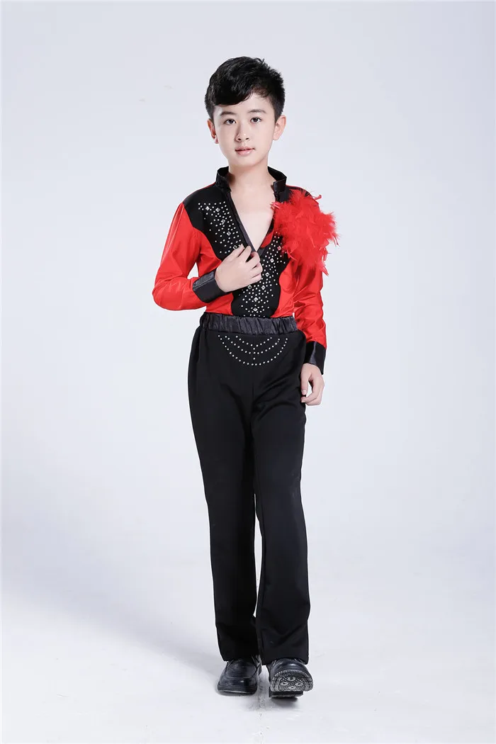 Free Shipping New Arrival Diamond Fringe black red Ballroom Boy Dancing